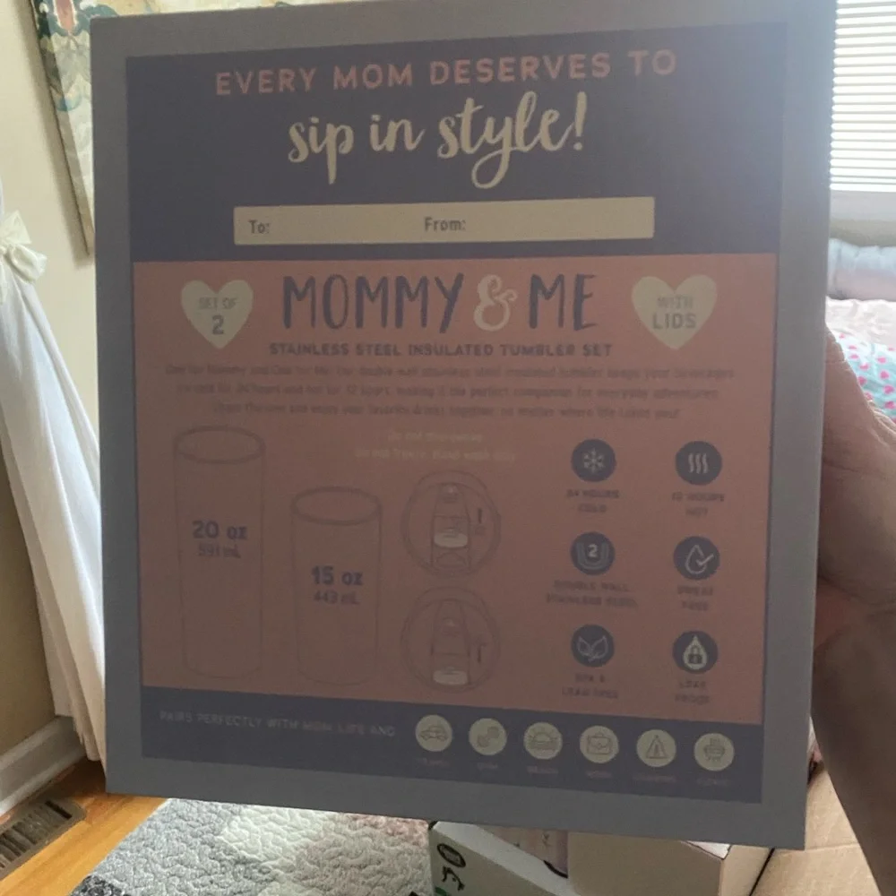 LAST ONE FIRST OFFER GETS IT Mommy & Me Stainless Steel Tumbler Set - Blue - Picture 3 of 3